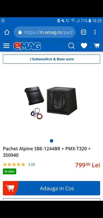 Subwoofer alpine nou nefolosit