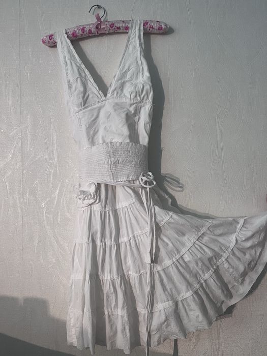 Белое платье в стиле бохо-шик от Mango, M, оригинал