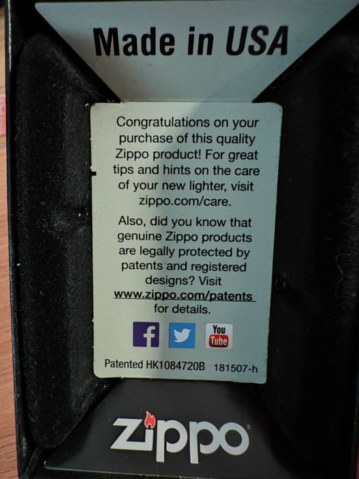 Vand bricheta Zippo, USA