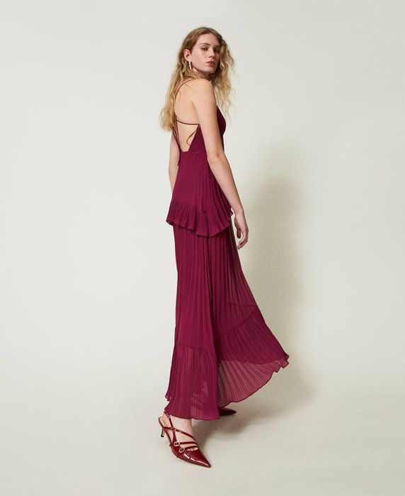 Макси рокля Twinset,S, жоржет,цвят бургунди, нова с етикет!