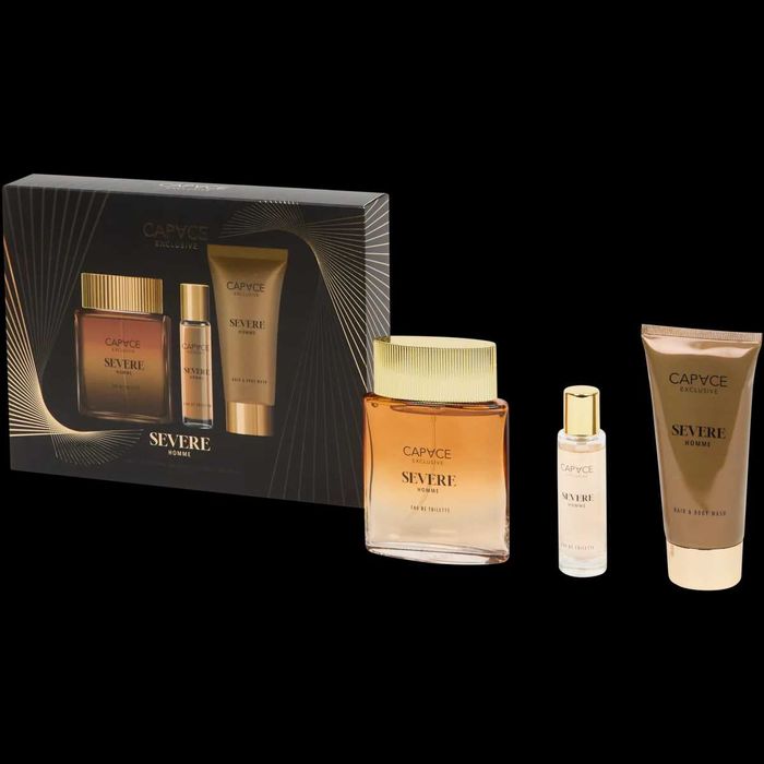 Set cadou barbati parfum x2, gel dus Exclusive, Severe, 24x18x5cm