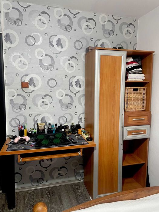 Pat din stejar - lemn masiv, fara saltea si dulap cu birou