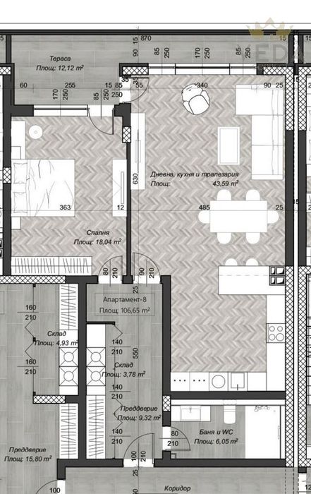 2-стаен в София-Зона Б18 площ 125 цена 316575