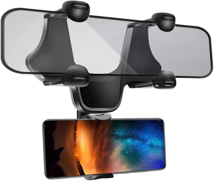 Поставка за телефон за огледало на автомобил 360° - въртяща.