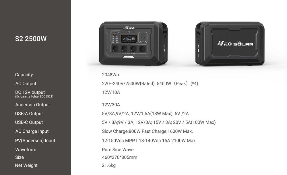 2500W Соларен Генератор за ток VITO S2 Power Station