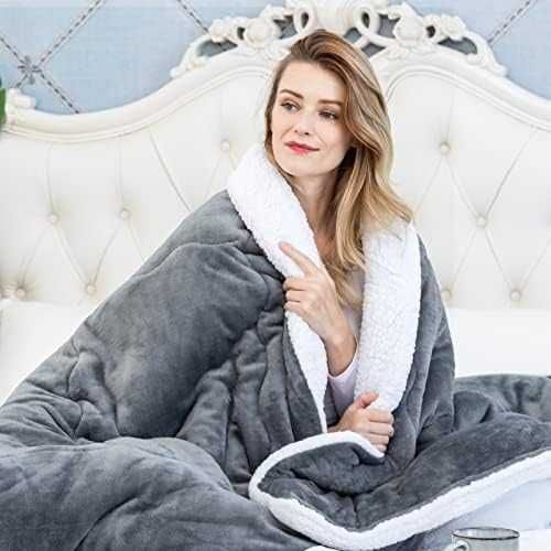 Sherpa одеяло 230x270см двулицево термо сиво XXL
