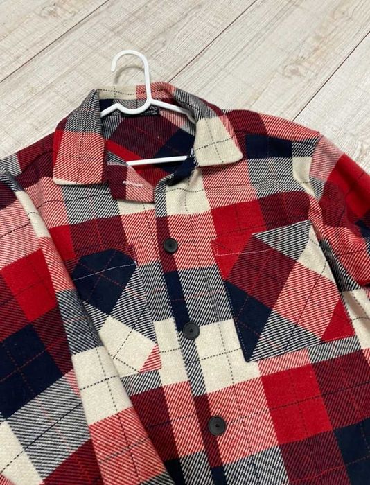 Теплая Рубашка в клетку, оверсайз