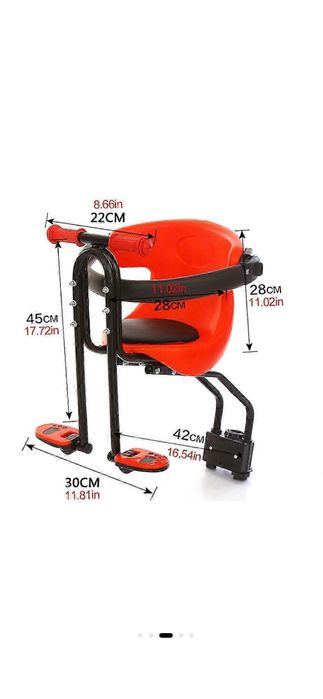 Scaun copii bicicleta, reglabil, rosu/negru, capacitate 50kg