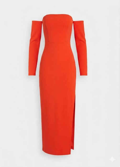 Платье Lichi оранжевое с разрезом, эффектное