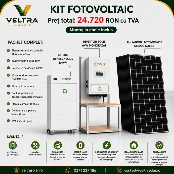 Sistem Fotovoltaic 8 kW + Baterie 5/10/16/20 kWh | Panouri PREMIUM | Invertor Hybrid Premium