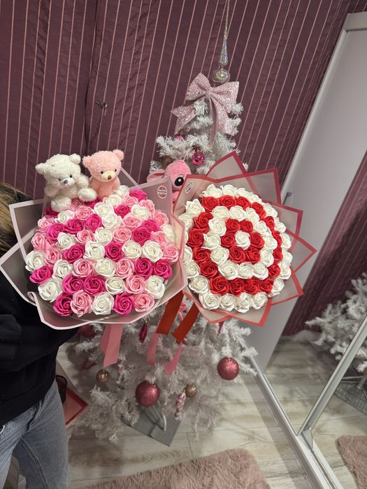 Buchet Trandafiri Sapun / Sclipici , Stitch , Ursuleti