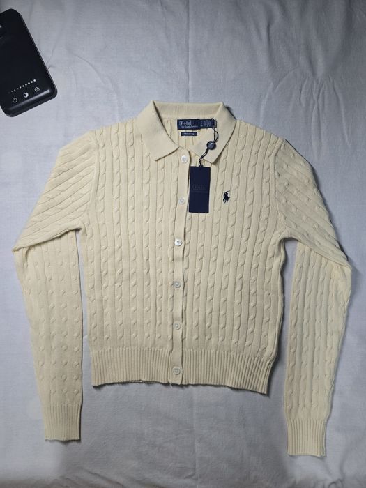 Cardigan Ralph Lauren cu guler bej dama