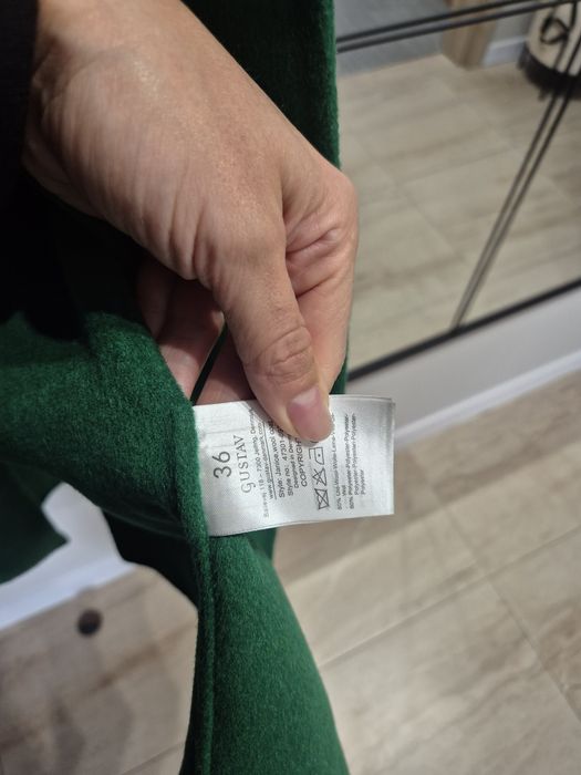 Вълнено преходно палто зелено oversized