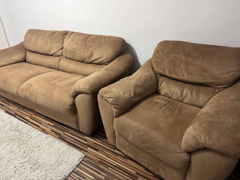 Canapea  extensibila cu saltea pe cadru metalic si fotoliu MOBEXPERT