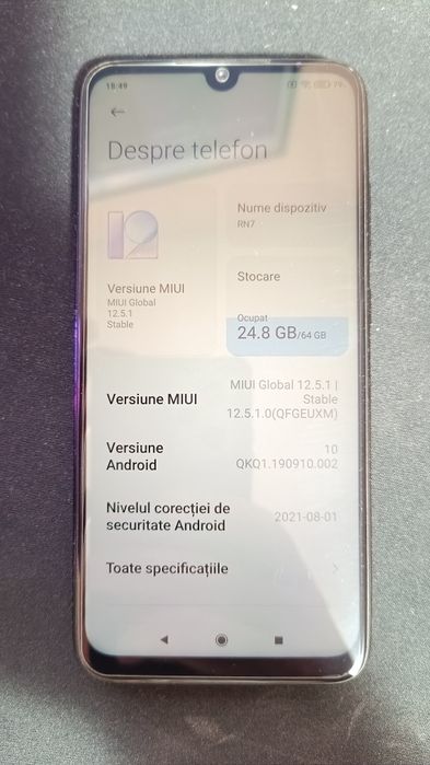 [baterie noua] Xiaomi Redmi Note 7, 64GB, 4GB RAM, telefon dual sim, stare buna, functional, folie sticla noua aplicata