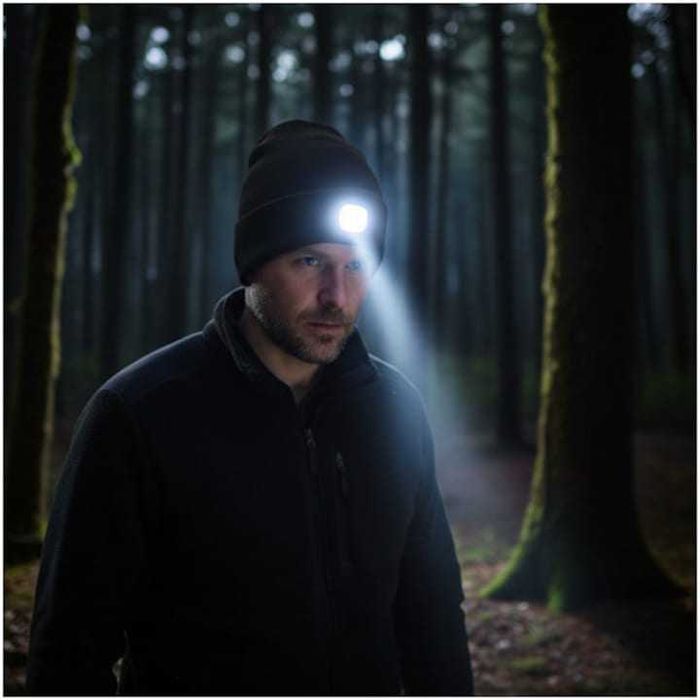 Caciula de iarna cu lanterna LED detasabila 3 moduri de iluminare