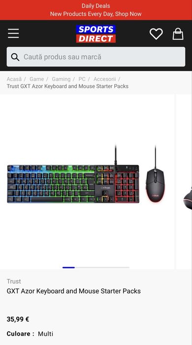 Kit Gaming Trust GXT 838 Azor - Tastatură + Mouse RGB (Stare Excelentă / Nou)