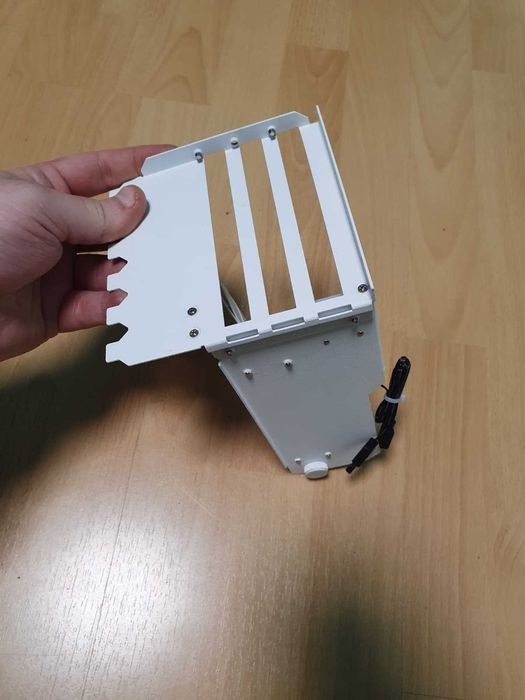 Suport Vertical GPU EZDIY-FAB, cu cablu Riser PCIe 4.0, ARGB, Alb