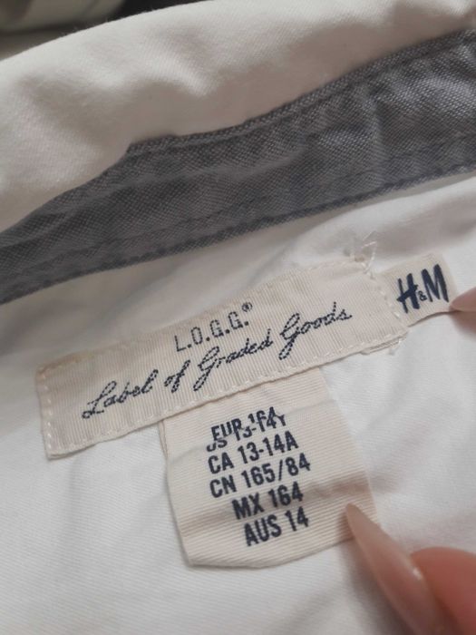 Рубашки H&M белые с длинным рукавом, для мальчика, б/у