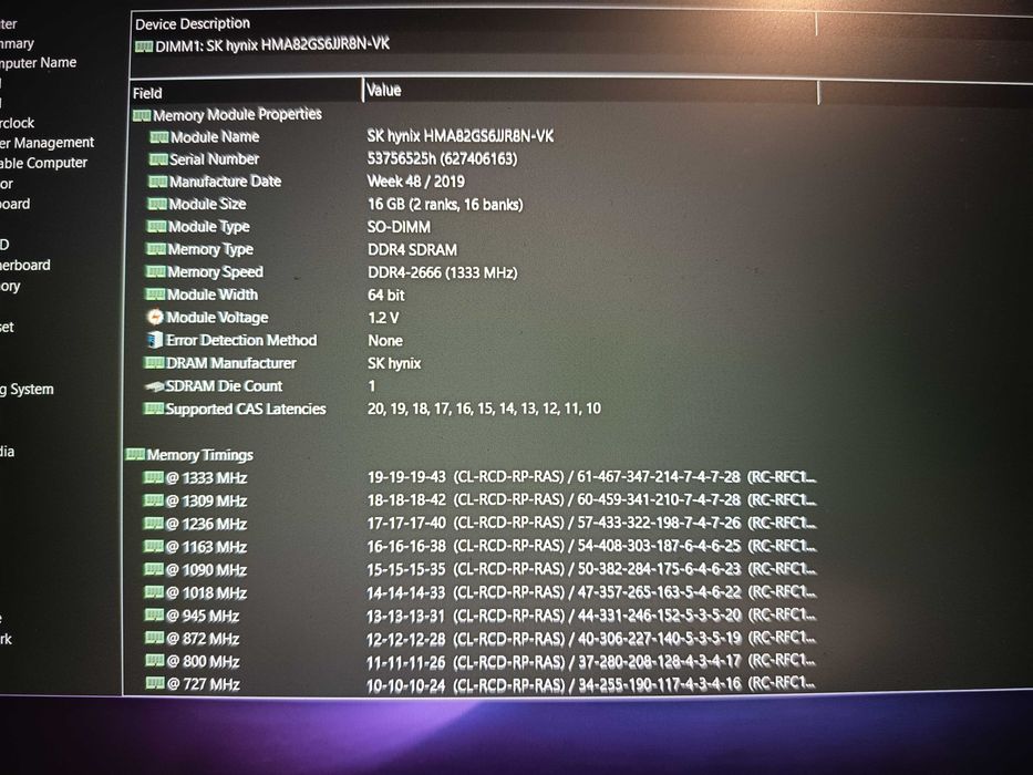 Placuta rami laptop, 16gb ddr4 2666 mhz, Sk Hynix, laptop sau mini pc