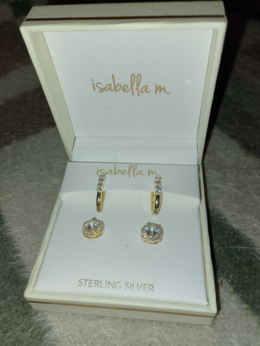 Сребърни обеци тип халка и винт Isabella M