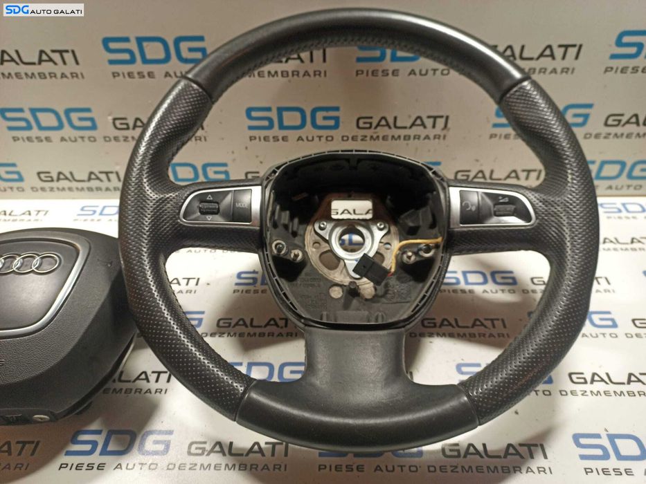 Volan Piele Perforata 3 Spite Fara Comenzi FARA Airbag Audi A4 B8 2008 - 2012 [L0782]