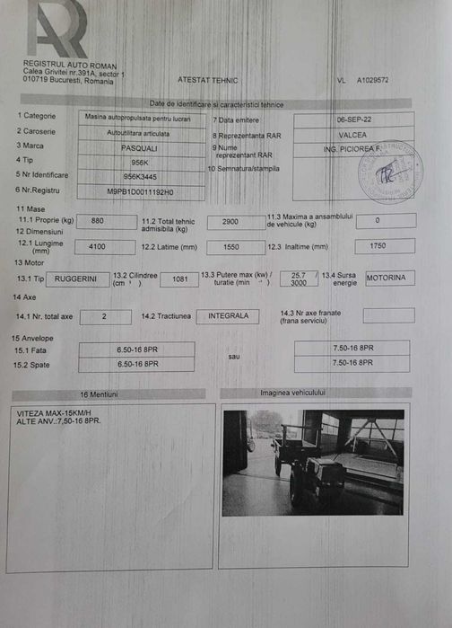 Tractor Pasquali 956K, tractiune integrala. Inregistrat ARR!