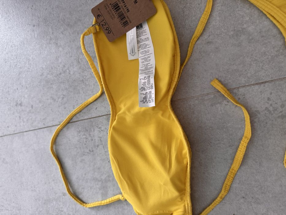 Costum de baie marime M galben brazilian bareta si bureti detasabili