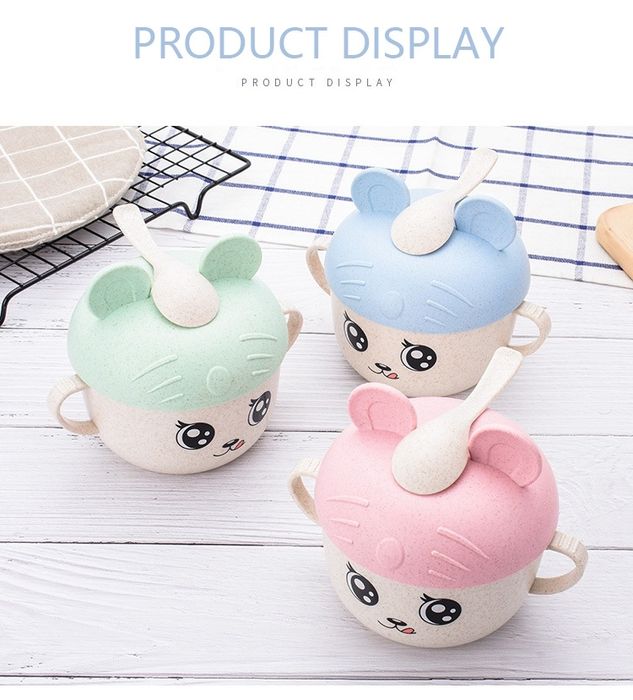 Set bol cu lingurita pentru bebelusi ,100% Eco din paie de grau