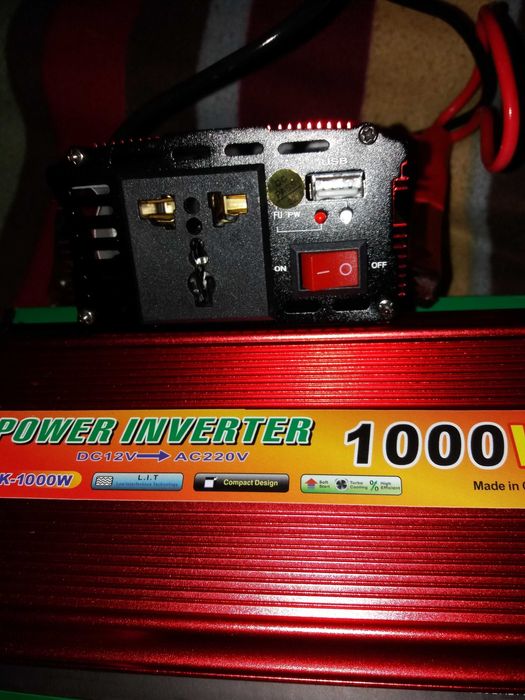 Invertor auto 12V 1000W reali putere pornire 2000W cabluri bricheta