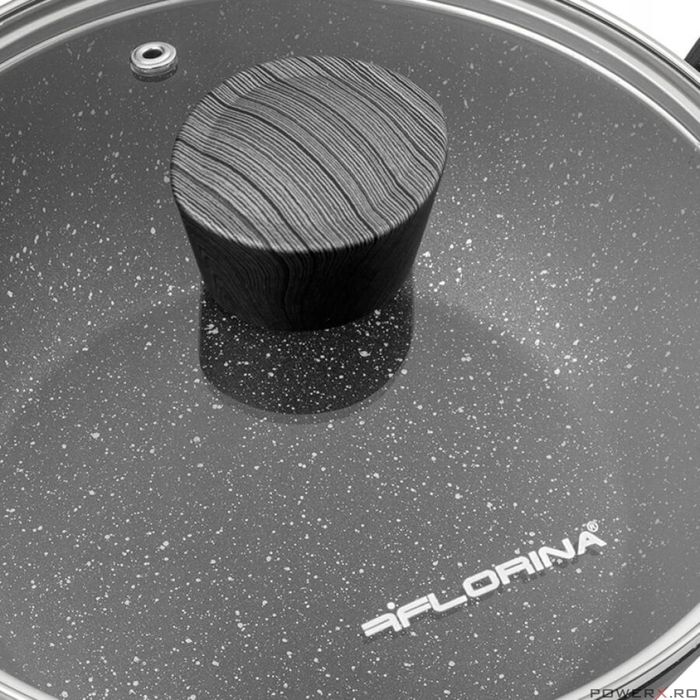 Oala din aluminiu, cu invelis marmorat antiaderent, cu capac,