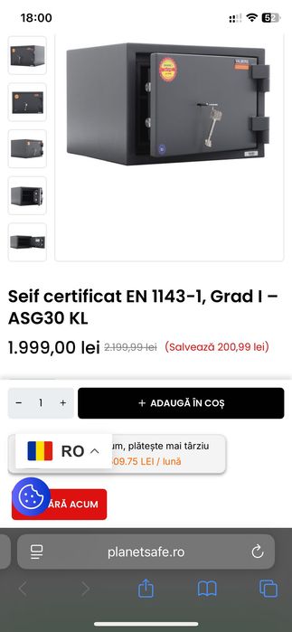 Vand Seif certificat grad 1 + antifoc