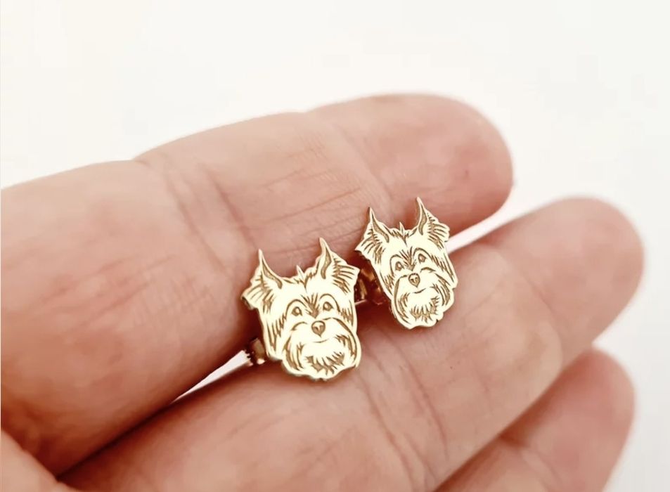 Cercei aur 14 k forma de yorkishire catel