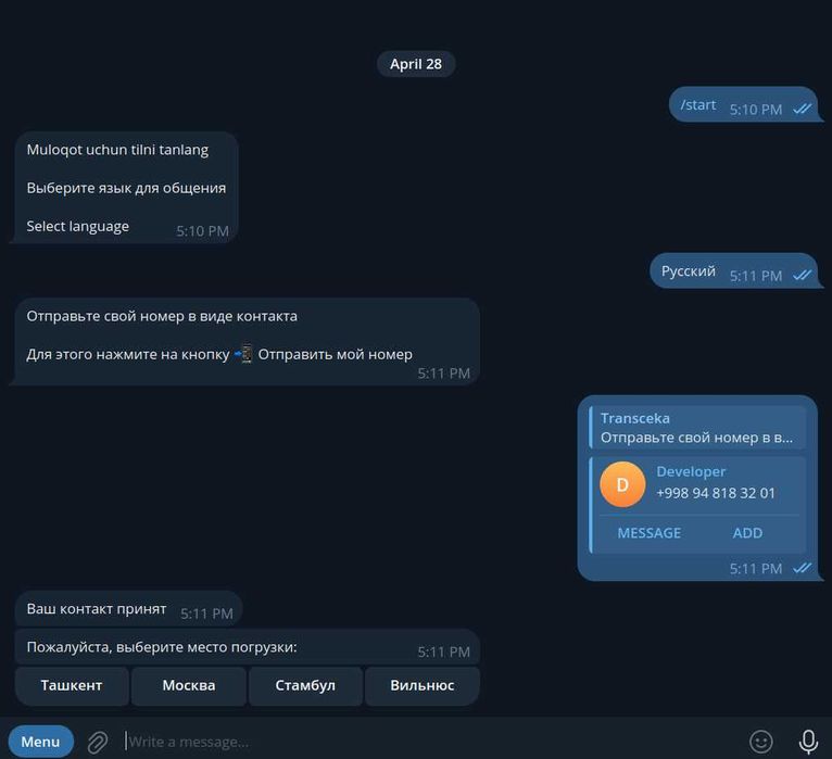 Telegram bot yaratish xizmati