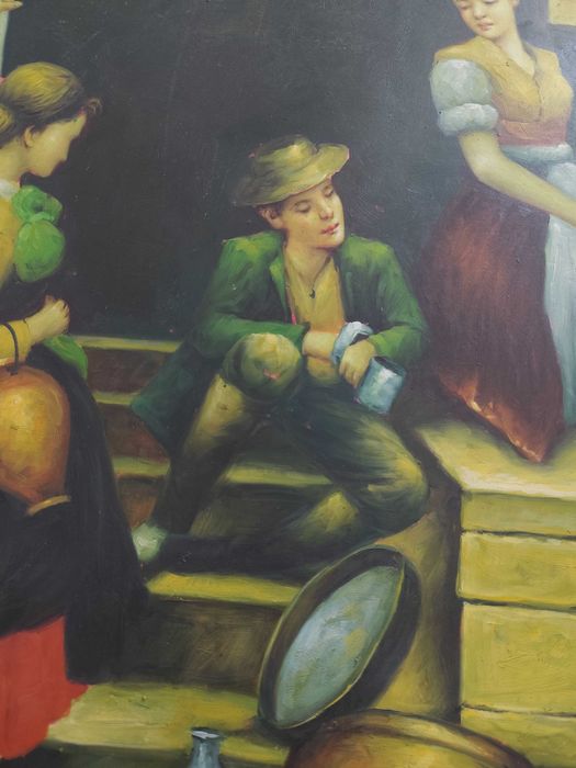 Tablou proveniență Italia pictură în ulei pe pânză foarte vechi