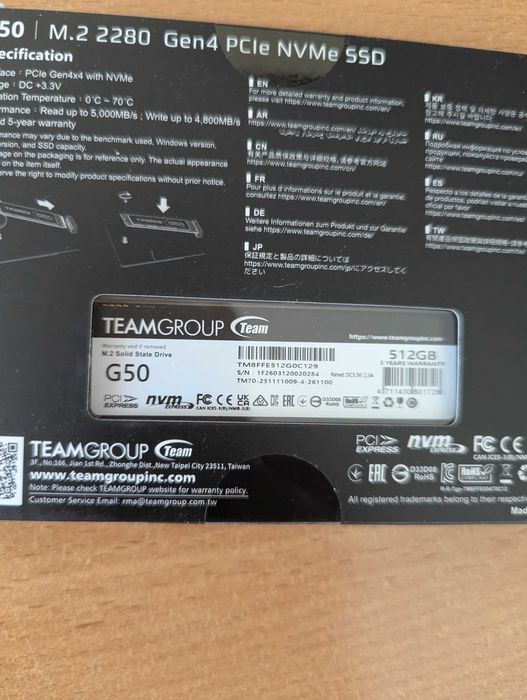 ССД Team Group T-FORCE G50 на 512 ГБ