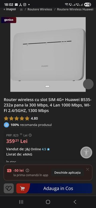 Router wireless Huawei B535 cartela sim 4G CAT,7