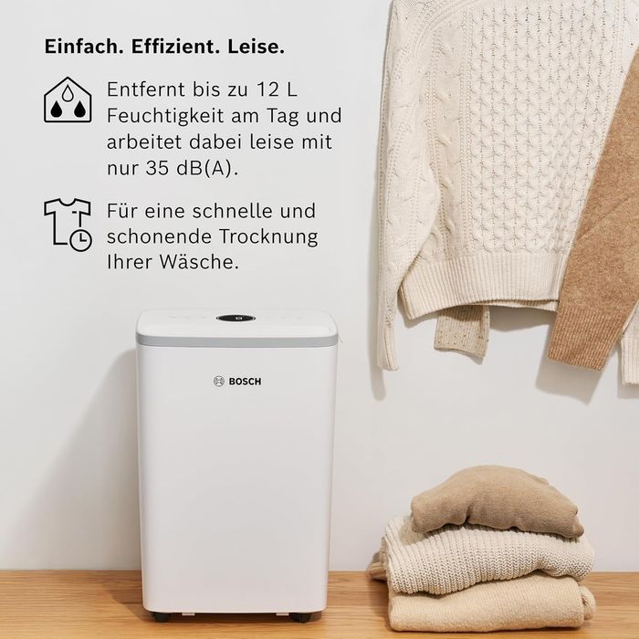 Влагоуловител/ Обезвлажнител Bosch Dry 2000, 12 литра на ден, до 24 кв.м