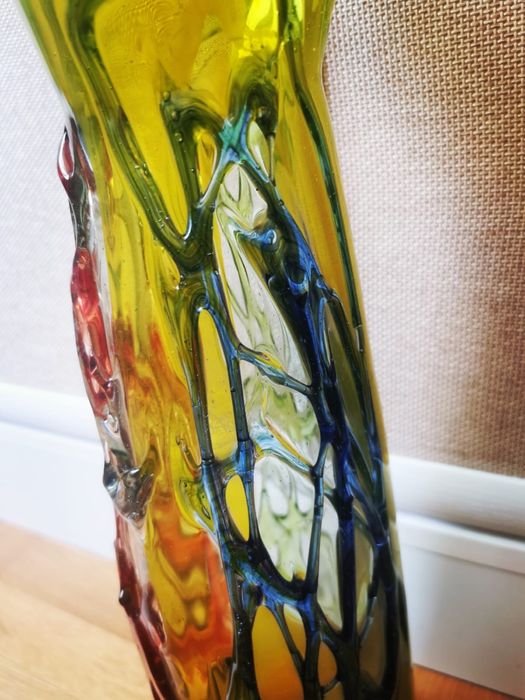 Антикварна ваза ръчно изработена Мурано стъкло духано многоцветна ваза