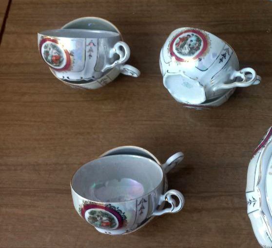 чашки чайные 6шт мадонна гдр перламутр