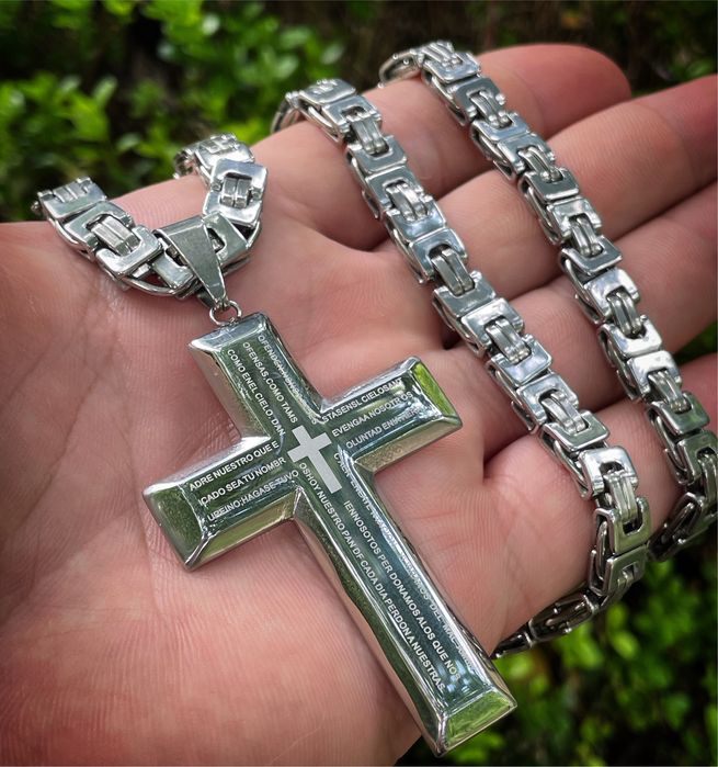 Мъжки Стоманен Ланец с Кръст