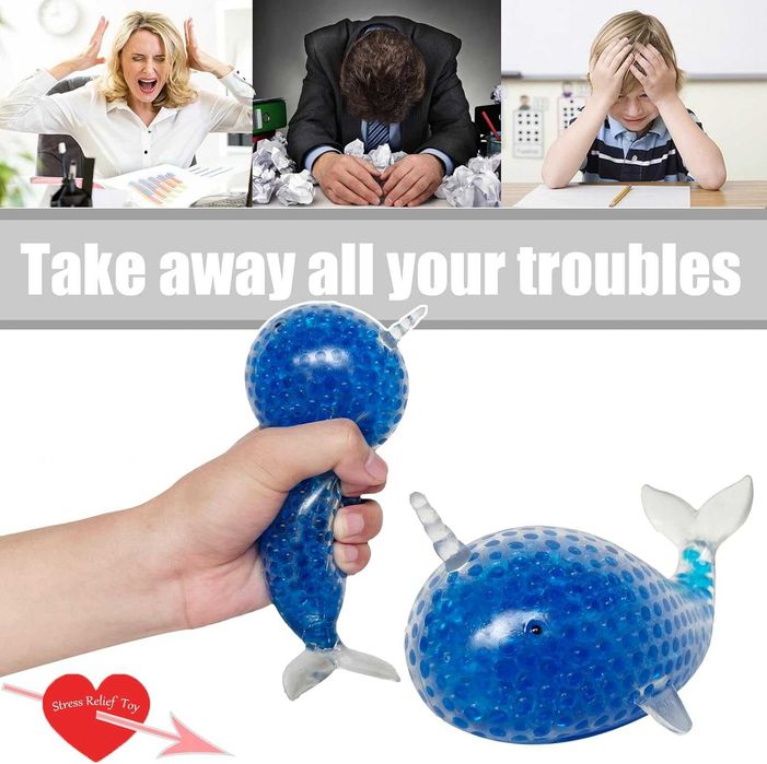 Jucarie antistres si relaxare cu gel model delfin albastru de strans