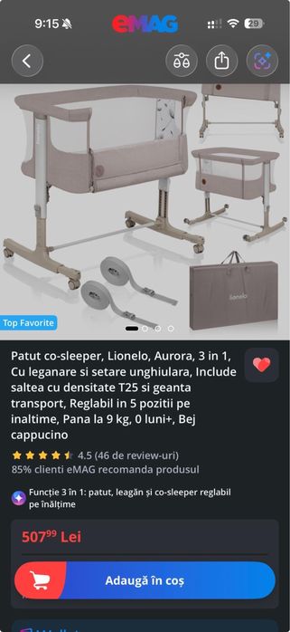 Patut bebelus Co-sleeper