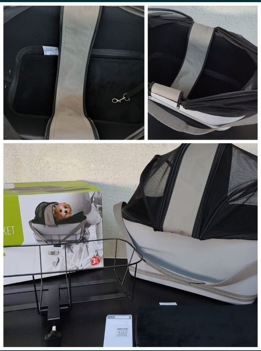 Geanta cos textil bicicleta pliabil fata impermeabil cumparaturi caine