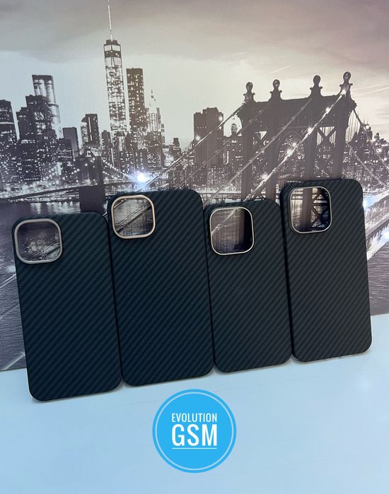 Husa Ultra Slim Kevlar Carbon Neagra - IPhone 15,15 Plus,15 Pro