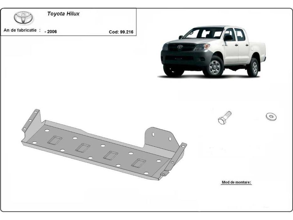 Метална кора TOYOTA HILUX 97-06 -под двигател,с-тна кутия, диференциал