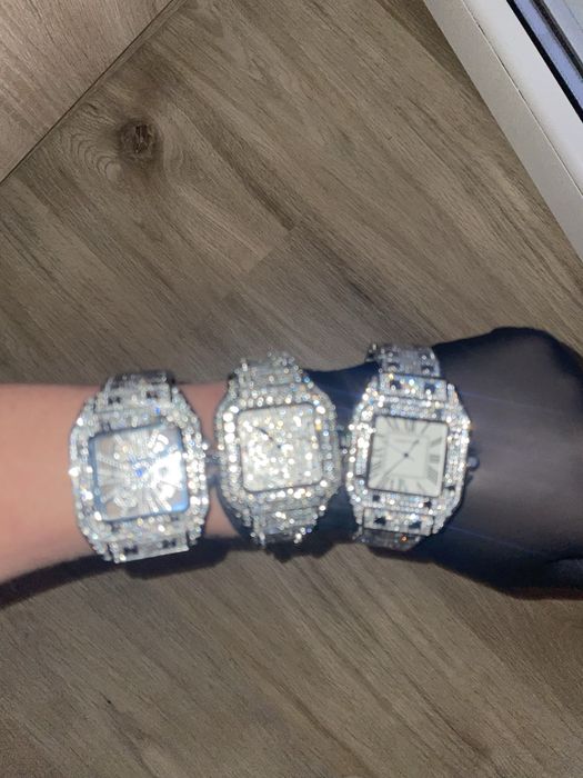 Часовник Cartier/Ice Out стил с камъни