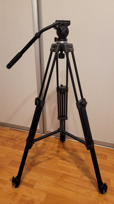 Trepied video profesional inaltime max 190cm/8 kg heavy duty camera aparat foto dslr cap fluid talpica quick release stativ pt streaming podcast nunta