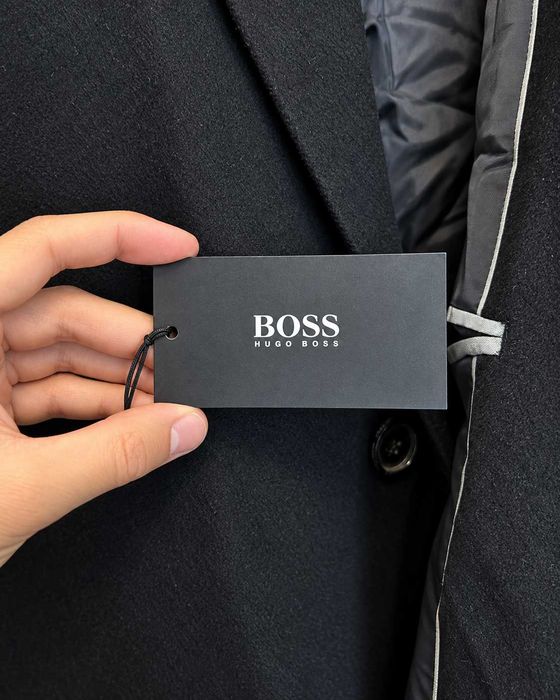 Palton BOSS Hugo Boss bărbați negru, din lână virgină și cașmir Mărimea M