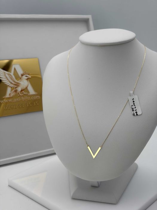 Дамско колие с V-образна висулка 14К злато